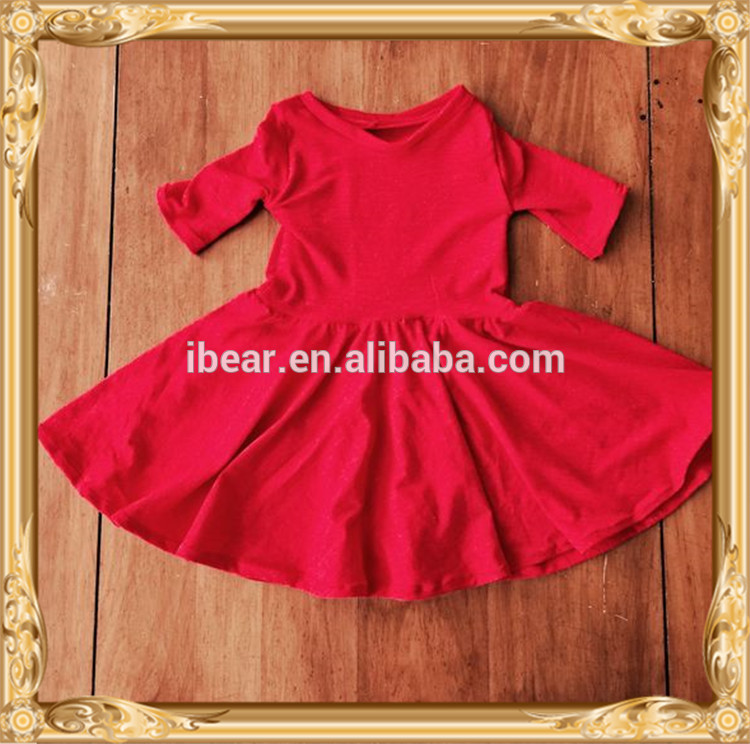100%綿無地ドレスレッド半袖子供frocksデザインパーティードレス用8年古い女の子-ジュニア服（女）スカート問屋・仕入れ・卸・卸売り