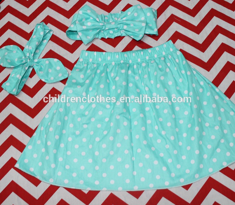 新しいデザイン子供服夏ポルカドットブルー卸売女の子ペチコート-ジュニア服（女）スカート問屋・仕入れ・卸・卸売り