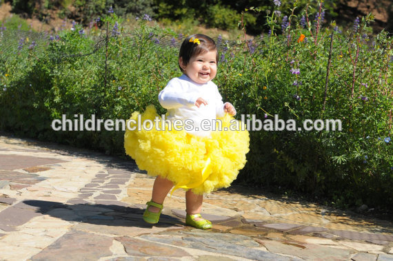 ファッション衣類用黄色のフルruffly女の子ベビーチュチュ卸売pettiskirtsの赤ん坊の摩耗-プラスサイズドレス、スカート問屋・仕入れ・卸・卸売り