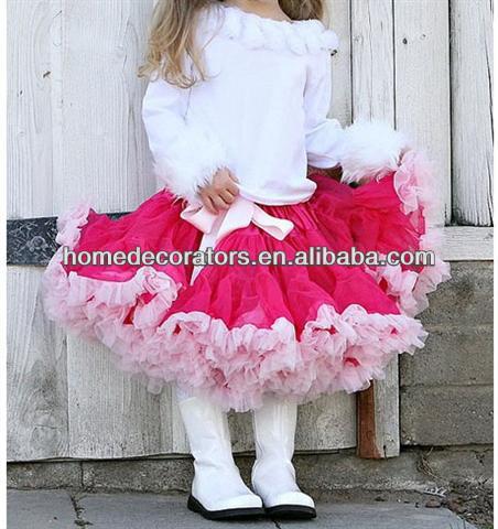 夏の美しいピンクの花の女の子のための白のちょう結びでpettiskirt-ジュニア服（女）スカート問屋・仕入れ・卸・卸売り