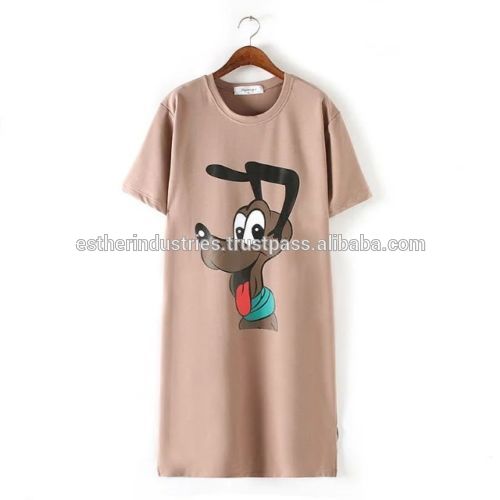 2016夏漫画の犬プリントコットンtシャツドレスプラスサイズ/最新の夏の綿プリントtシャツ/カスタムプリントtシャツ-その他靴下問屋・仕入れ・卸・卸売り