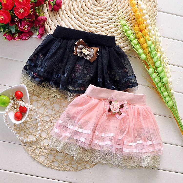 2016夏花明るいサイドローズ弓スカート子供服卸売BQ3256-ジュニア服（女）スカート問屋・仕入れ・卸・卸売り