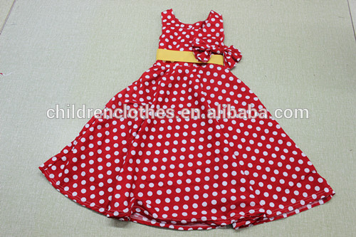 ブティック服子供ファッションドレス子供赤いドット黄色ベルトドレス素敵な女の子現代女の子ドレス-プラスサイズドレス、スカート問屋・仕入れ・卸・卸売り