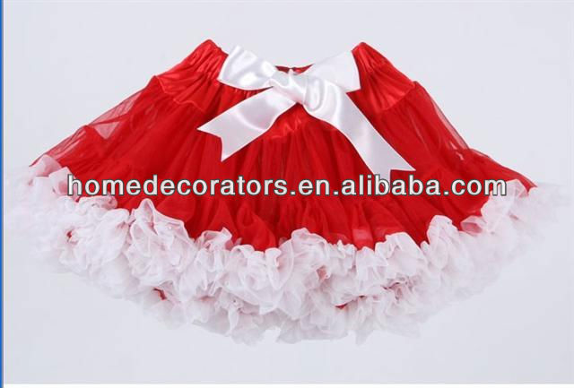 2013ホット!! 赤と白の女の子のためのシフォンペチコート-ジュニア服（女）スカート問屋・仕入れ・卸・卸売り