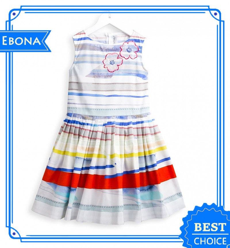 100%コットン子供ファンシードレス最新のデザイン女の子パーティードレス新しいfashionn子ストライプドレス-ジュニア服（女）ドレス問屋・仕入れ・卸・卸売り