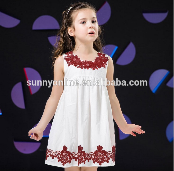 ドレス子供女の子パーティードレス卸売2016赤ちゃんの女の子のドレスノースリーブレースアップリケ子服k8032-ジュニア服（女）ドレス問屋・仕入れ・卸・卸売り