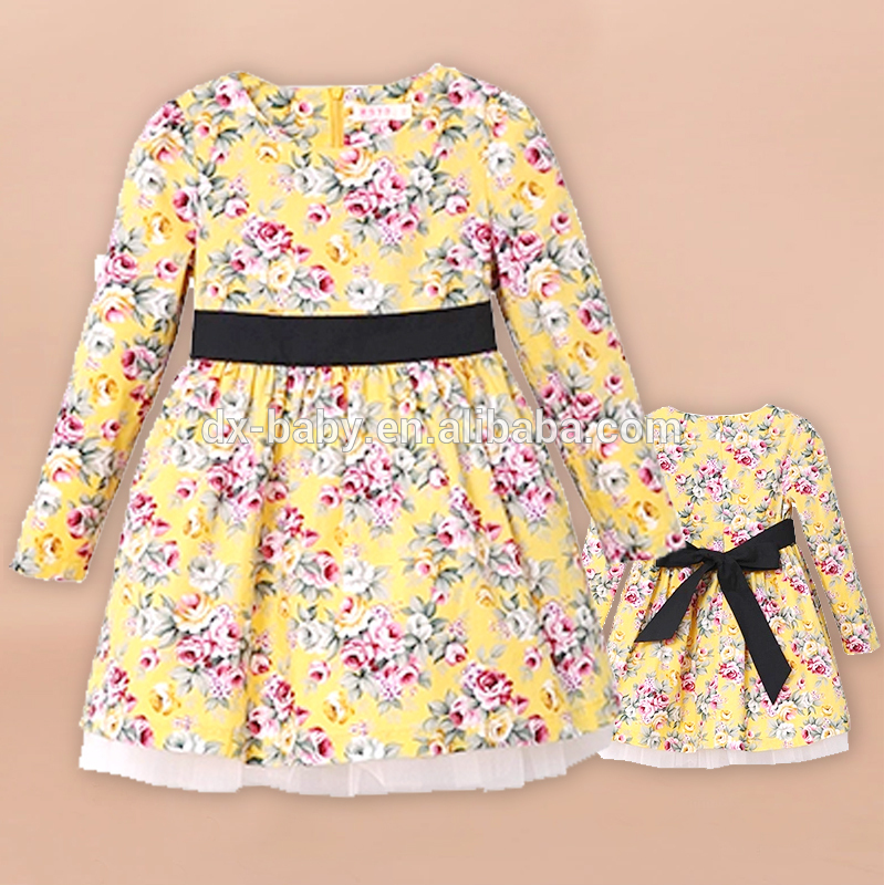 ファッション春/秋ニット生地プリント多色女の子ドレス子供服-ジュニア服（女）ドレス問屋・仕入れ・卸・卸売り
