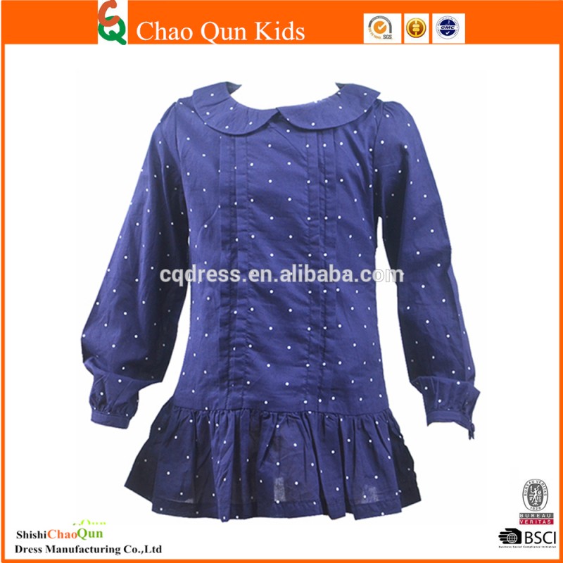ホワイトポルカドットファッションワンピースの女の子パーティードレスでジッパーでバック-ジュニア服（女）ドレス問屋・仕入れ・卸・卸売り