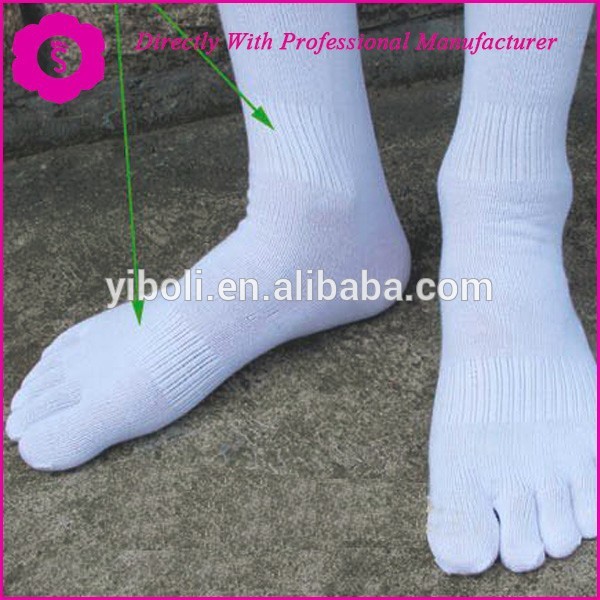 上虞yiboli作られた糸で編んだ高品質の綿の膝ハイファイブつま先靴下男性用-トーソックス問屋・仕入れ・卸・卸売り