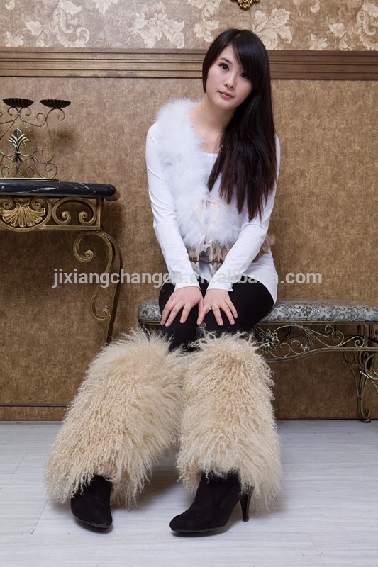 ベージュモンゴル子羊毛皮レッグウォーマーブーツは中国から-レッグウォーマ問屋・仕入れ・卸・卸売り