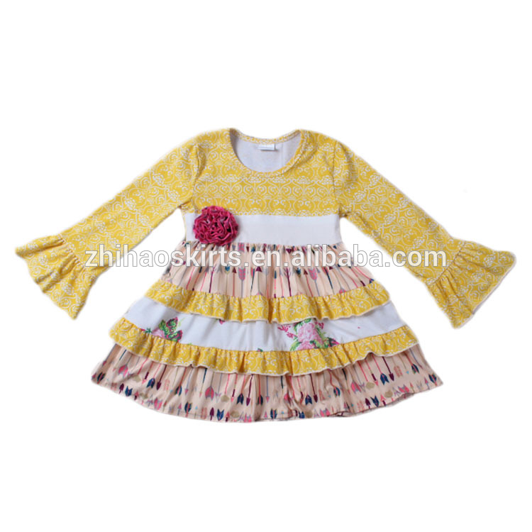 Zhihao新しいモデルガールドレス冬長袖イエロードレス女の子ドレス-ジュニア服（女）ドレス問屋・仕入れ・卸・卸売り