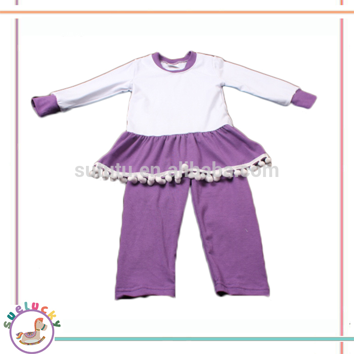 平野デザインスペイン子供夏の服白いトップ紫フリルパンツカーターの赤ちゃん服-キッズ服　セット問屋・仕入れ・卸・卸売り