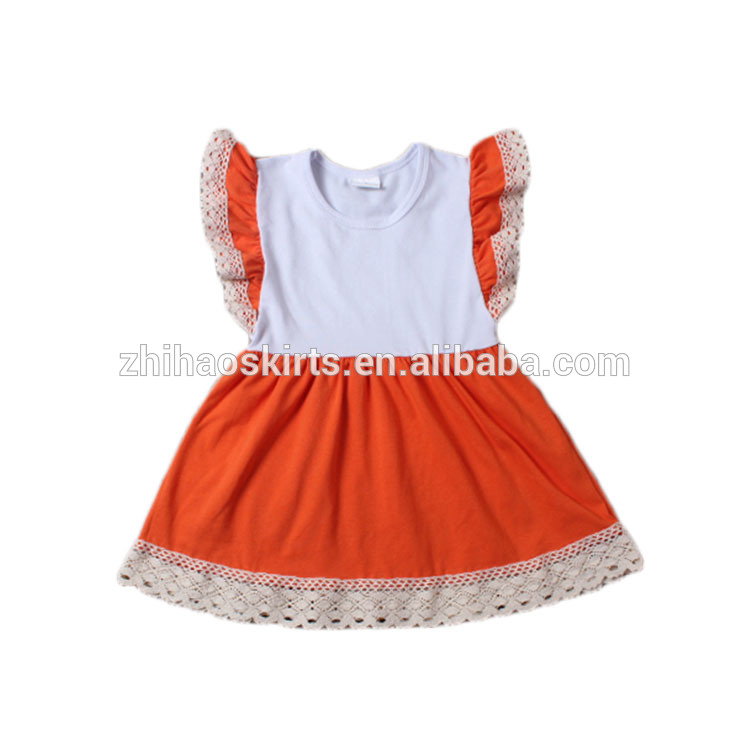 フラッター袖ドレスオレンジ女の赤ちゃんパーティーfrocksベビーフロックデザイン-ジュニア服（女）ドレス問屋・仕入れ・卸・卸売り