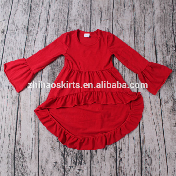 Zhihao新しいデザインの赤ちゃんの女の子赤いフリルドレスワンピース女の子パーティードレス赤ちゃんフロックデザイン-ジュニア服（女）ドレス問屋・仕入れ・卸・卸売り