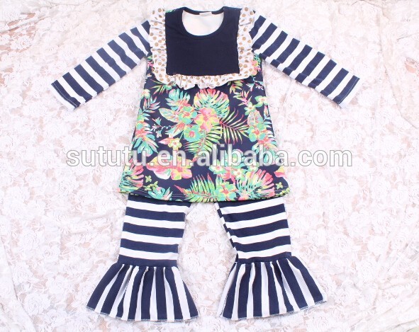 ブティックの女の子服秋低いmoq子供服プラスサイズの子の服のセットダマスク織タンクトップとフリルパンツ-キッズ服　セット問屋・仕入れ・卸・卸売り