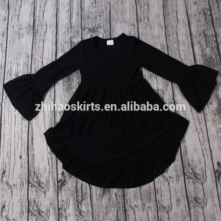 黒フリルコットンドレス西洋パーティー着用ドレス子供フロックデザイン-ジュニア服（女）ドレス問屋・仕入れ・卸・卸売り
