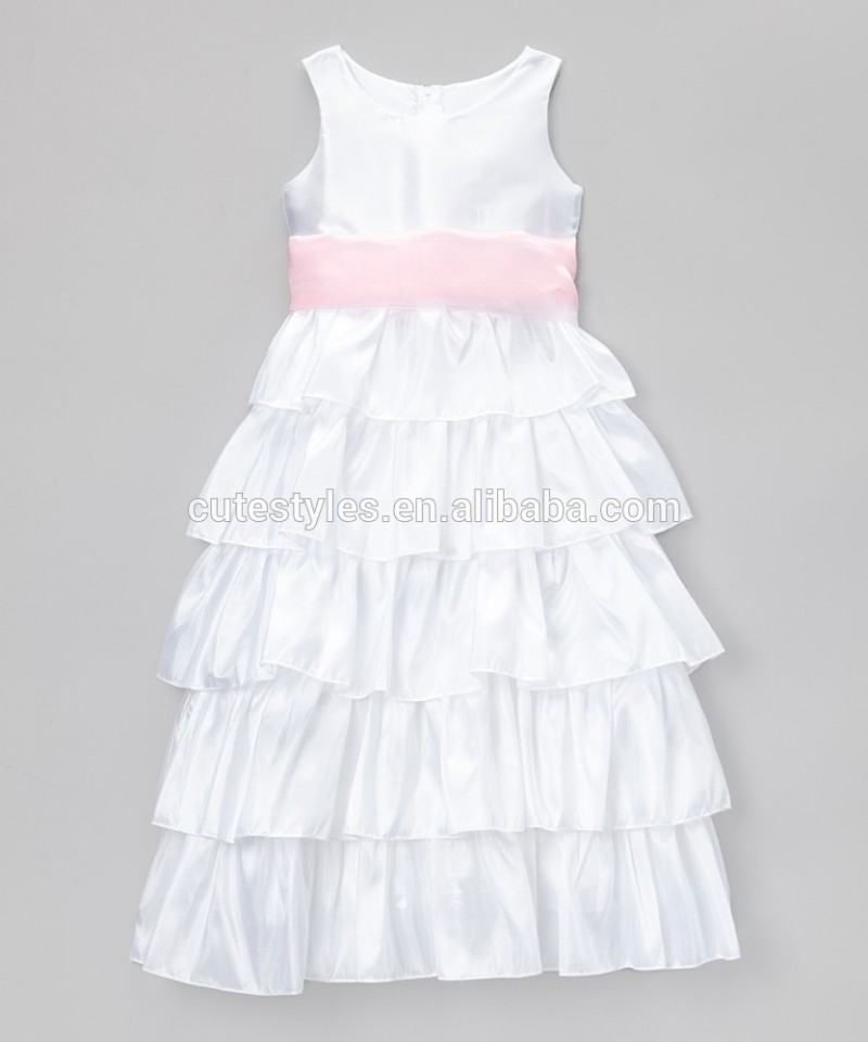 子供のfrocks設計階層型弓ドレス白とピンクの女の子の服のための幼児の秋z-gd80727-31-ジュニア服（女）ドレス問屋・仕入れ・卸・卸売り