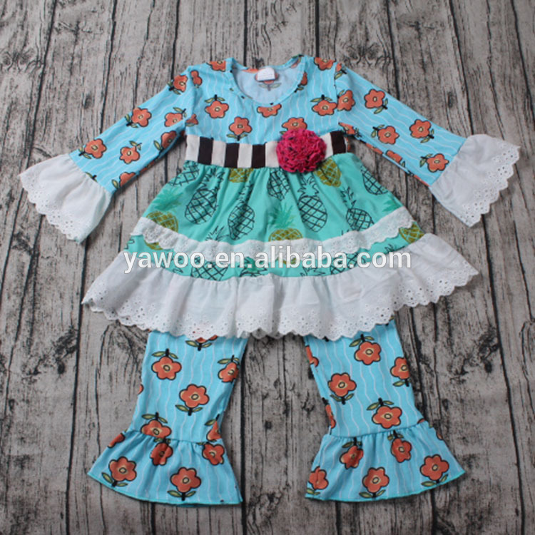 Yawoo花柄ドレスフリルパンツブティック衣装輸入し子供服ヨーロッパ子供服卸売-キッズ服　セット問屋・仕入れ・卸・卸売り