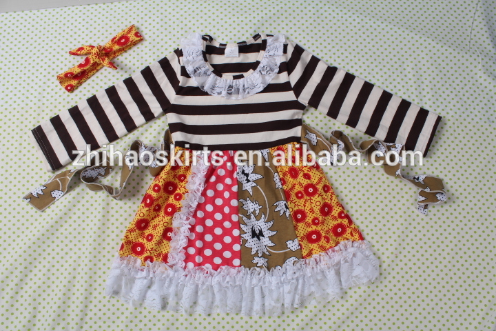 花の赤ちゃんの女の子ロングスリーブコットンワンピースパーティードレス最新子供ドレスデザイン-ジュニア服（女）ドレス問屋・仕入れ・卸・卸売り