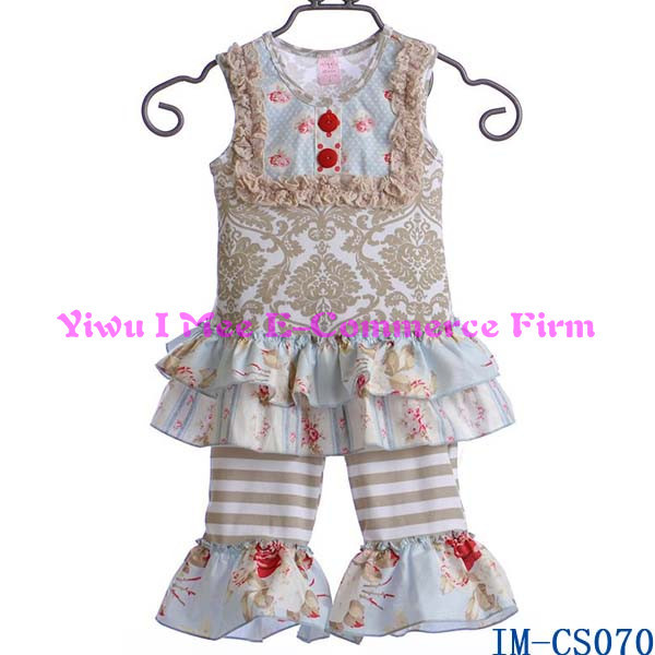 リメイク2015persnickety甘い赤ん坊の子供服女の子ストライプの衣装im-cs070フリルパンツ-キッズ服　セット問屋・仕入れ・卸・卸売り