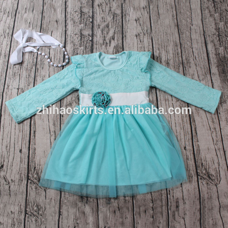 新しいデザインアクアレース長袖冬のドレス女の子パーティードレス-ジュニア服（女）ドレス問屋・仕入れ・卸・卸売り