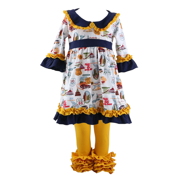 2016 ホット デザイン子供女の子マスタード パイ リメイク コスチュームベビークリスマス服女の子ブティック リメイク服セット-問屋・仕入れ・卸・卸売り