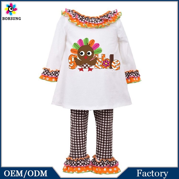 最新の女の子ブティックpersnickety2015感謝祭秋の服の子供の衣装-キッズ服　セット問屋・仕入れ・卸・卸売り