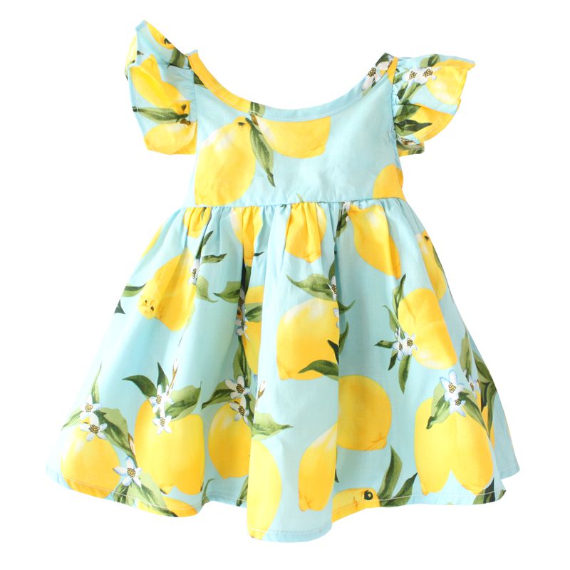 Shij 2016 dg新しいプリントデザインレモンフリルベビー女の子ドレス-ジュニア服（女）ドレス問屋・仕入れ・卸・卸売り