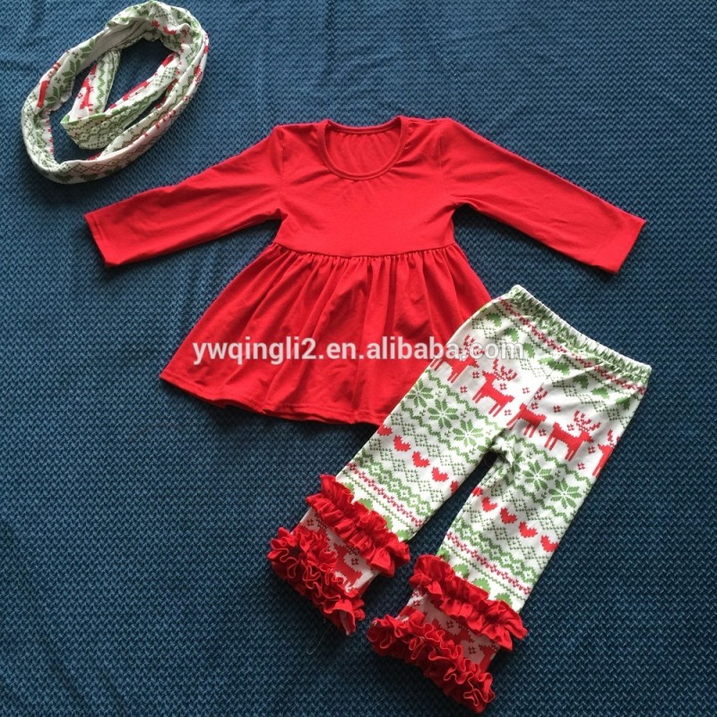 2015女の子ブティック服クリスマス子供衣装鹿パターンベビーフリルクリスマスYW-00192-キッズ服　セット問屋・仕入れ・卸・卸売り