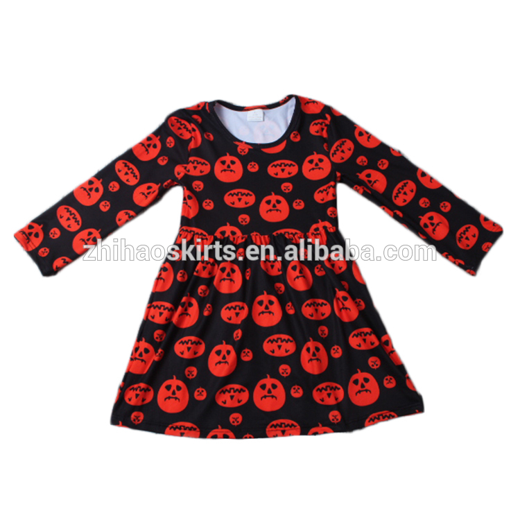 新しい到着キッズ冬ロングスリーブドレスオレンジカボチャハロウィン衣装-ジュニア服（女）ドレス問屋・仕入れ・卸・卸売り