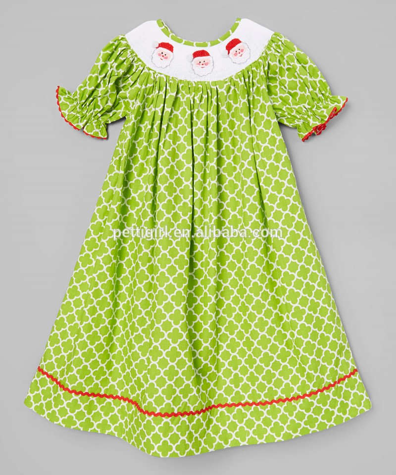 新しいライムサンタ句女の子smocked司教ドレス愛らしい子供服Z-GD80812-5-ジュニア服（女）ドレス問屋・仕入れ・卸・卸売り