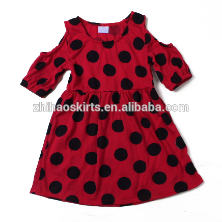ファッションドレスのための赤ちゃん女の子赤黒水玉サマードレス女の子のため-ジュニア服（女）ドレス問屋・仕入れ・卸・卸売り