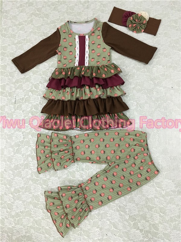 リトル女の子ブティックリメイク服セット、女の子フリルパンツ衣装女の子秋服-キッズ服　セット問屋・仕入れ・卸・卸売り