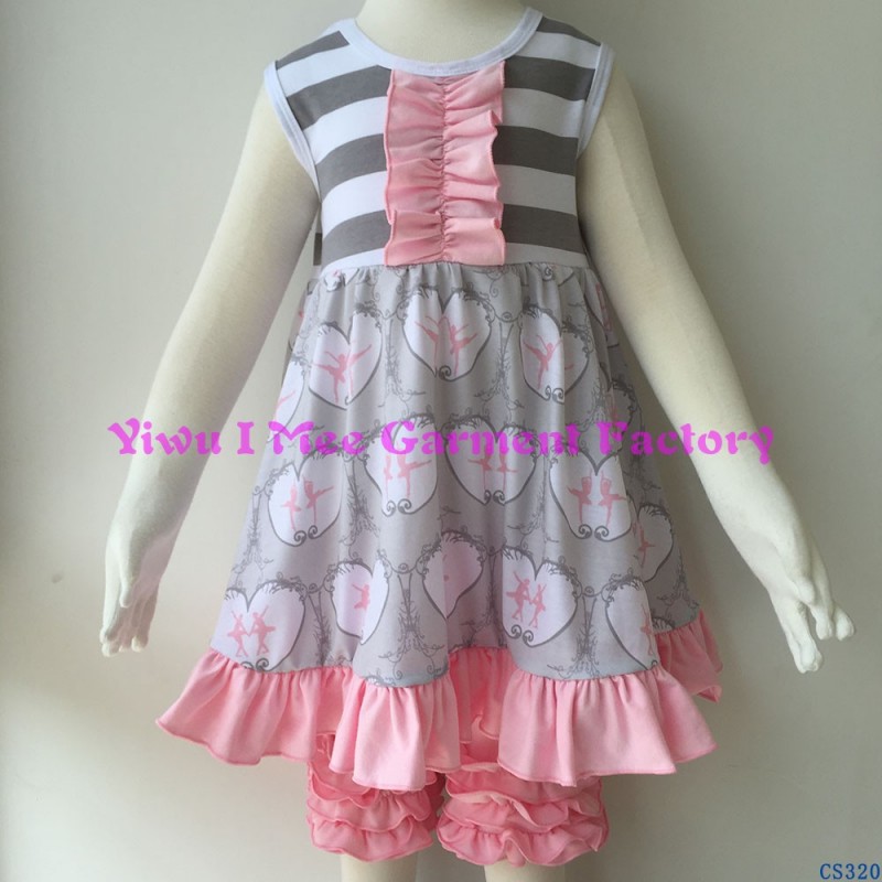 リトル女の子ブティック服セット甘い子供サッシーピンクアイシングショーツ夏衣装セット付きフリルcs320-キッズ服　セット問屋・仕入れ・卸・卸売り