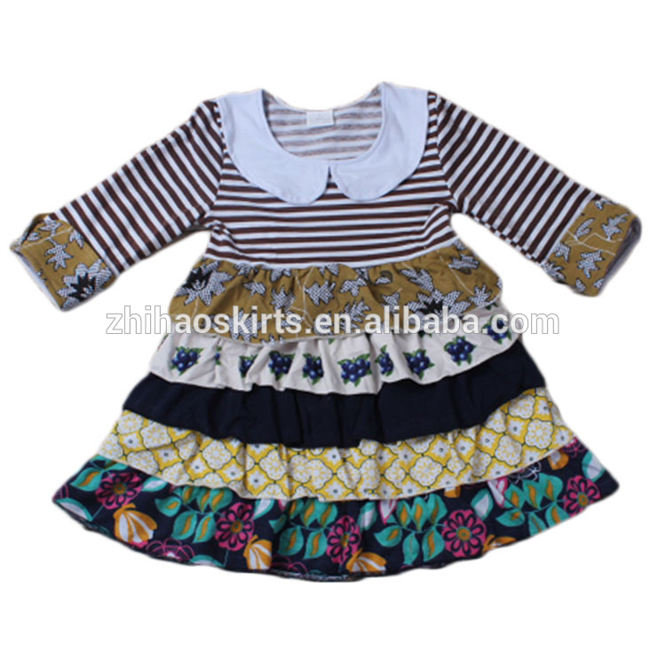子供コットンドレス卸売冬長袖ベビードレスデザイン-ジュニア服（女）ドレス問屋・仕入れ・卸・卸売り