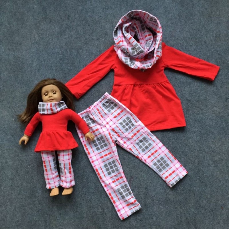 人形と私ガールズベビーキッズ スカーフ赤アステカ パンツ セット で マッチング ホット販売ブティック服子供ブラック トップ セット-問屋・仕入れ・卸・卸売り