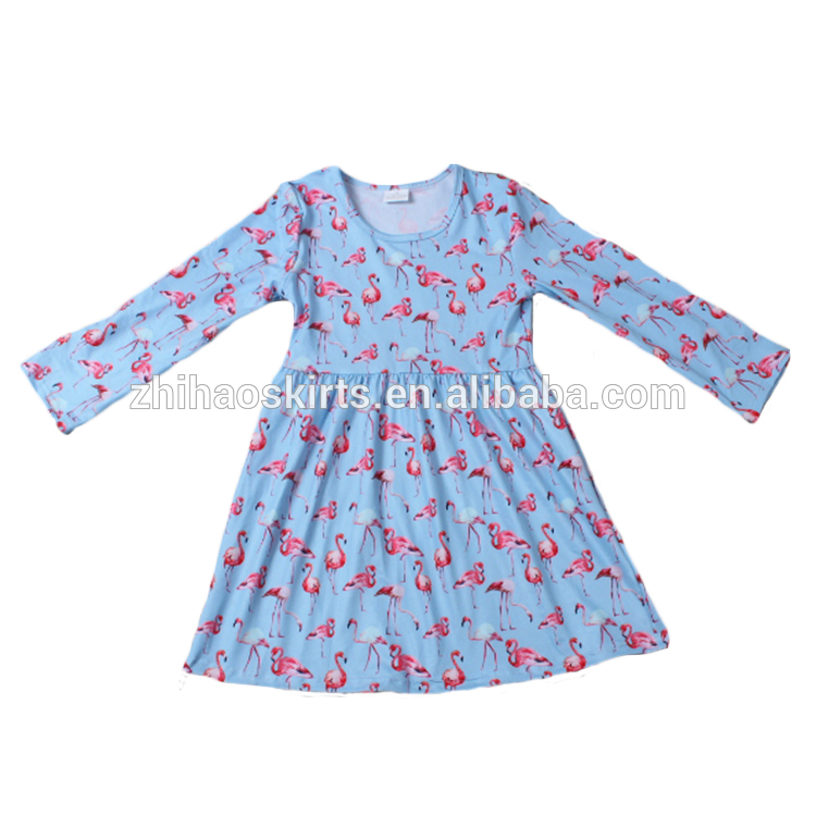 冬の花印刷ロングスリーブコットンドレス赤ちゃんの女の子ドレスデザインベビー女の子ドレス-ジュニア服（女）ドレス問屋・仕入れ・卸・卸売り