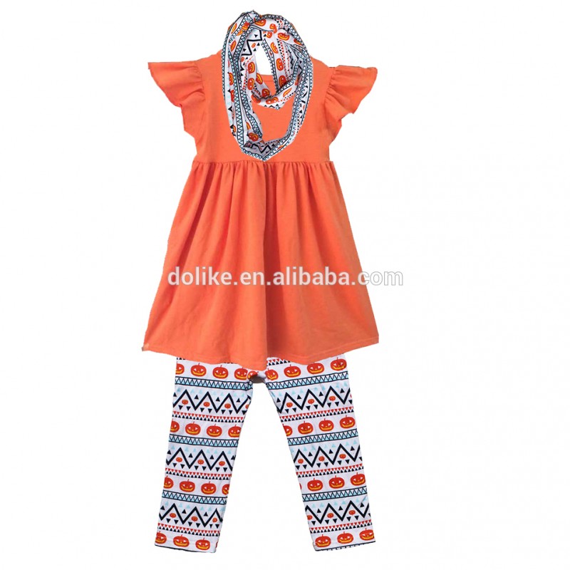 2016卸売ハロウィン女の子秋セットカボチャパターンレギンス女の子ブティック衣装-キッズ服　セット問屋・仕入れ・卸・卸売り