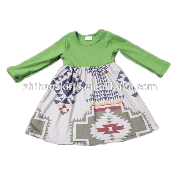 かわいいロングスリーブグリーントッププリントスカート冬十代のブティックsoftextile赤ちゃん女の子ドレス-ジュニア服（女）ドレス問屋・仕入れ・卸・卸売り