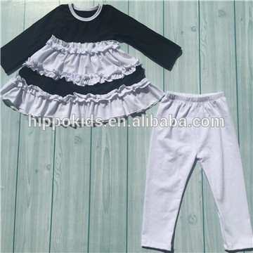 2016黒白いドレスとパンツセット長袖ブティック卸売赤ちゃん綿の服女の子冬秋衣装-キッズ服　セット問屋・仕入れ・卸・卸売り