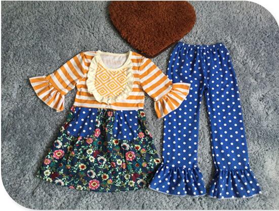 2016熱い販売義烏女の子ブティック服セット用キッド子供服かわいい花プリント卸売秋ブティック女の子服-キッズ服　セット問屋・仕入れ・卸・卸売り