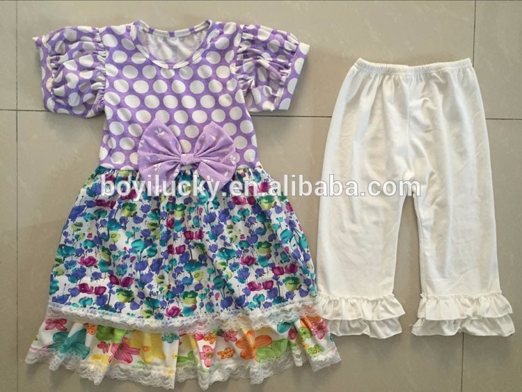 2016子供夏衣装卸売赤ちゃんの女の子服セットオーガニックコットン子供フリル服セット-キッズ服　セット問屋・仕入れ・卸・卸売り