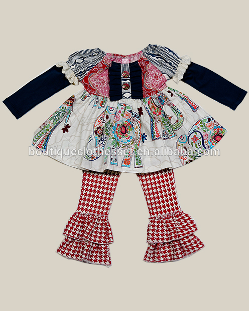 ブティック子供服秋2016象フリル服クスクスムーンリメイク服セット-キッズ服　セット問屋・仕入れ・卸・卸売り