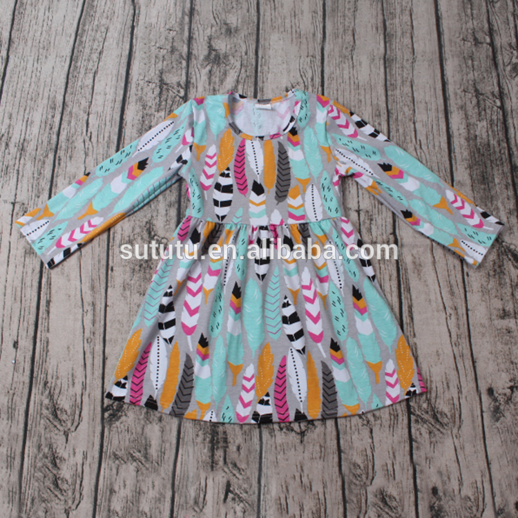 秋の最新グレーで羽3coloursデザインドレスブランドベビー服卸売-ジュニア服（女）ドレス問屋・仕入れ・卸・卸売り
