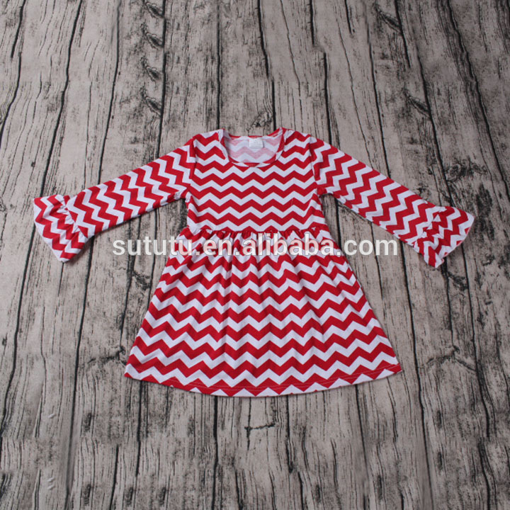 子供綿frocksデザイン赤でホワイトストライプドレス安い中国卸売子供服-ジュニア服（女）ドレス問屋・仕入れ・卸・卸売り