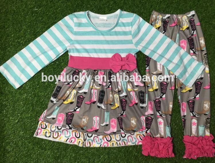 秋のブティック子供バルク卸売冬のクスクスムーンremakes子供ストライプブティック服セット女の子感謝祭セット-キッズ服　セット問屋・仕入れ・卸・卸売り