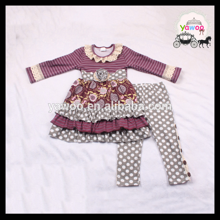 Yawoo子供服卸売花トップフリルボトム衣装タイトパンツ新しいスタイル子供服セット-キッズ服　セット問屋・仕入れ・卸・卸売り