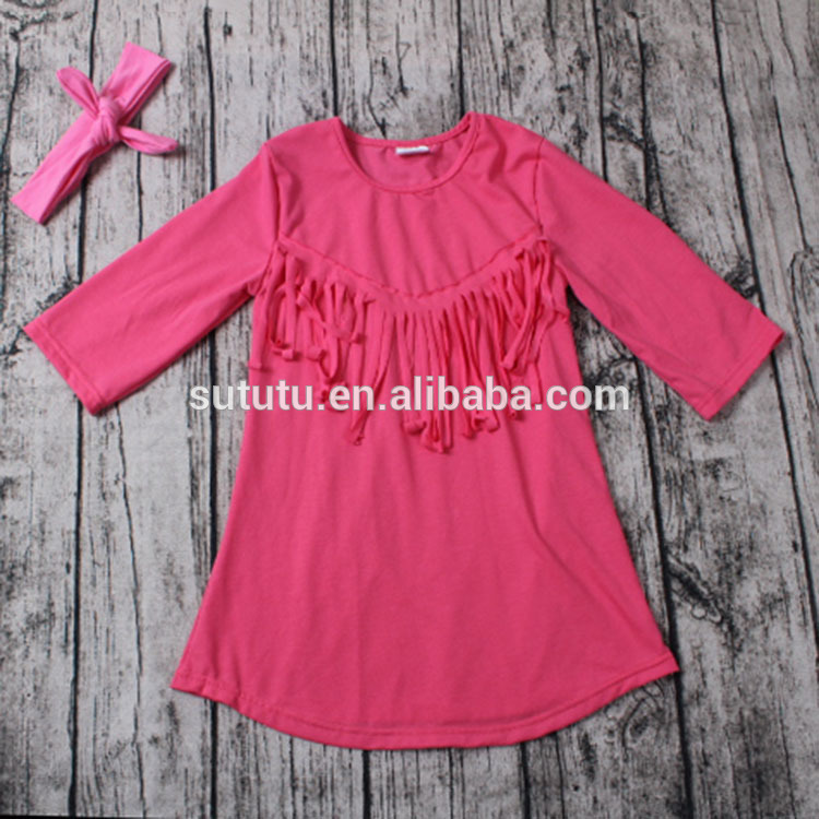 スーラッキー赤いドレスでタッセル最新子供frocksデザインドレス女の子のための10-ジュニア服（女）ドレス問屋・仕入れ・卸・卸売り