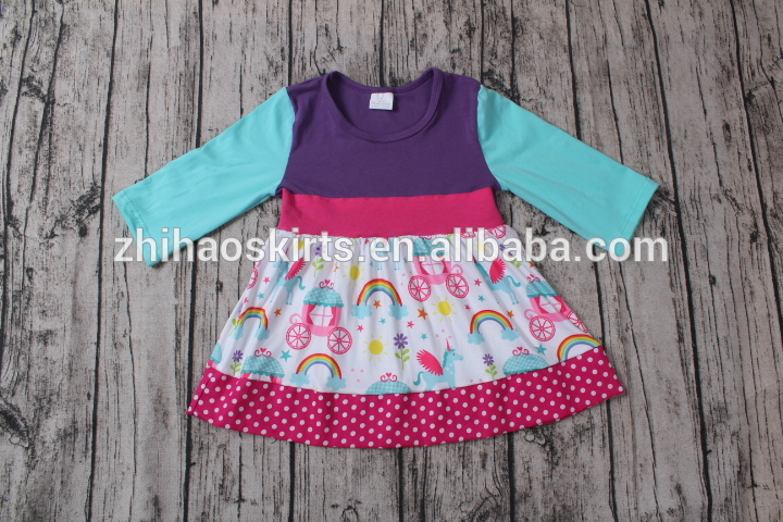 ロングシンプル最新カルーセルかわいい版画カスタマイズ綿幼児子供ドレス女の子のための7歳-ジュニア服（女）ドレス問屋・仕入れ・卸・卸売り