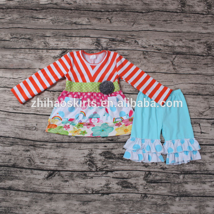 2016かわいい赤ちゃん服女の子のための素敵なプリントマッチング服セットブティックベビー服-キッズ服　セット問屋・仕入れ・卸・卸売り